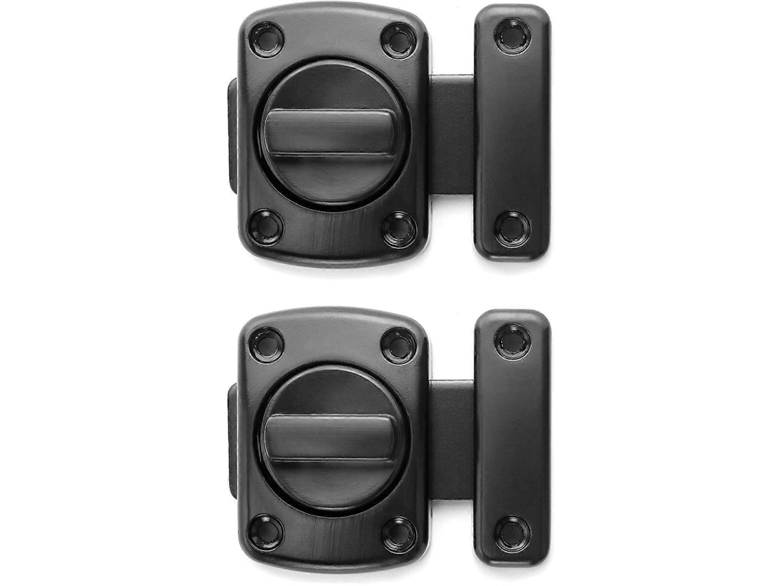 Conjunto de 2 Pestillos Rotatorios para Puertas, Seguridad Antirrobo, Acero Zinc, Negro, para Baños Ventanas Garajes Graneros