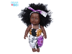Boneca Africana De 30 Cm (12 Polegadas), Para Casinha De Brinquedo Infantil, Boneca De Conforto Para Bebês.