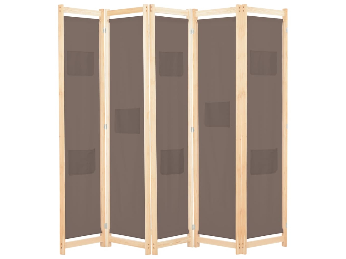 Vidaxl Divisória De Quarto Com 5 Painéis 200x170x4 Cm Tecido Castanho