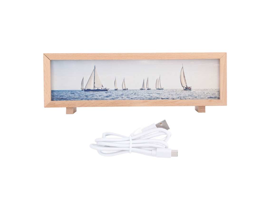 Lampião de Noite Led Ajustável com Carregamento Sem Fio e Pintura de Barco para Quarto