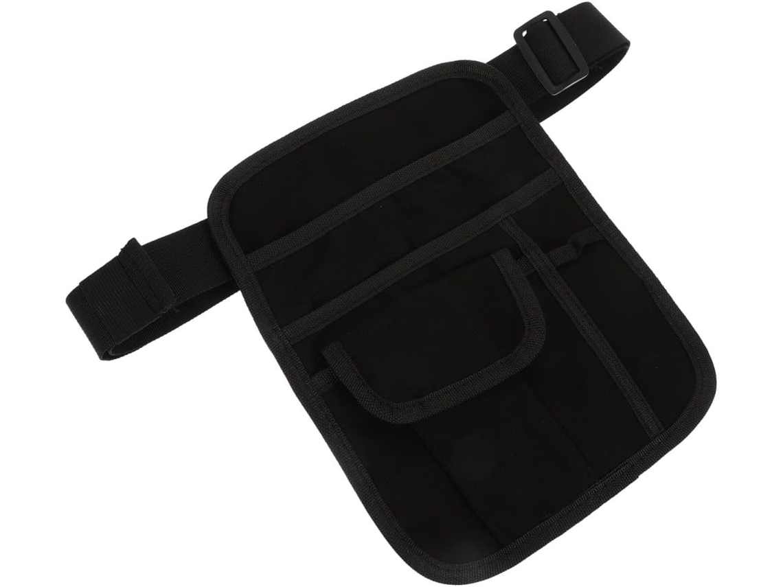 Bolsa De Cinto Para Garçonete Em Lona Preta, Design Versátil Com Alça Ajustável, Para