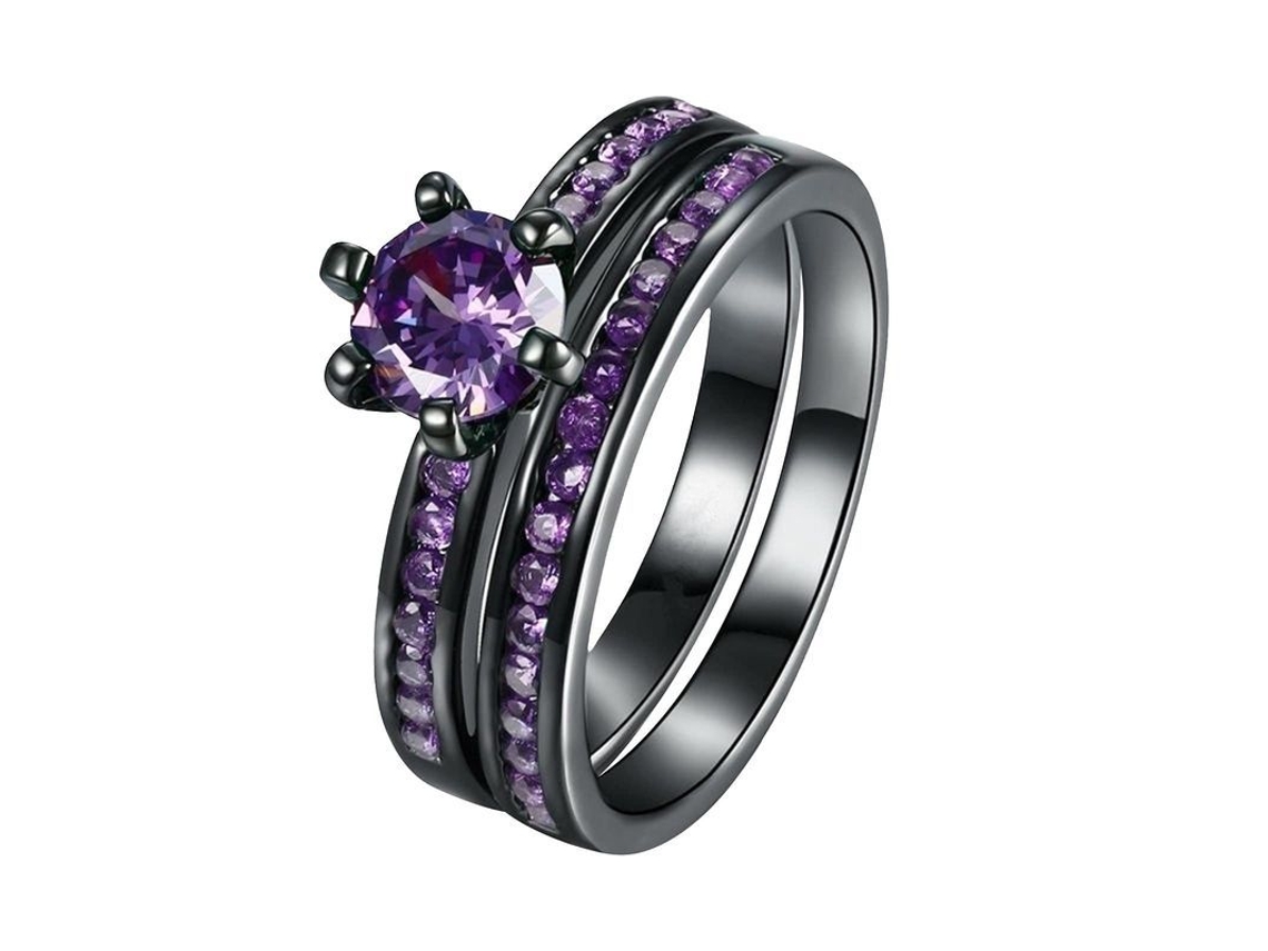Anillos Apilables 2pc Promesa Regalo Morado Número Yzy S/MARCA