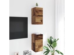 Vidaxl Rack De Tv Montado Na Parede Madeira Antiga