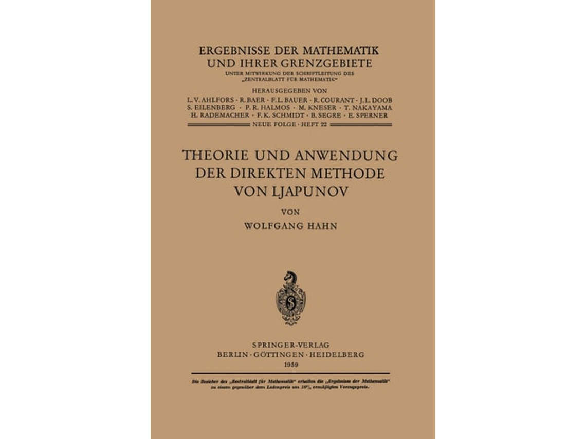Livro Theorie Und Anwendung Der Direkten Methode Von Ljapunov De Wolfgang Hahn (alemão)