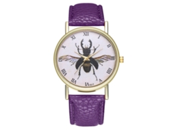 Reloj De Pulsera Analógico De Cuarzo Con Correa De Pu Para Parejas Moda (morado)
