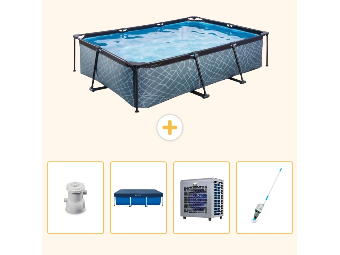Exit-toys Piscina Exit Retangular - Efeito Pedra - 300x200x65 Cm - 5-peças S199