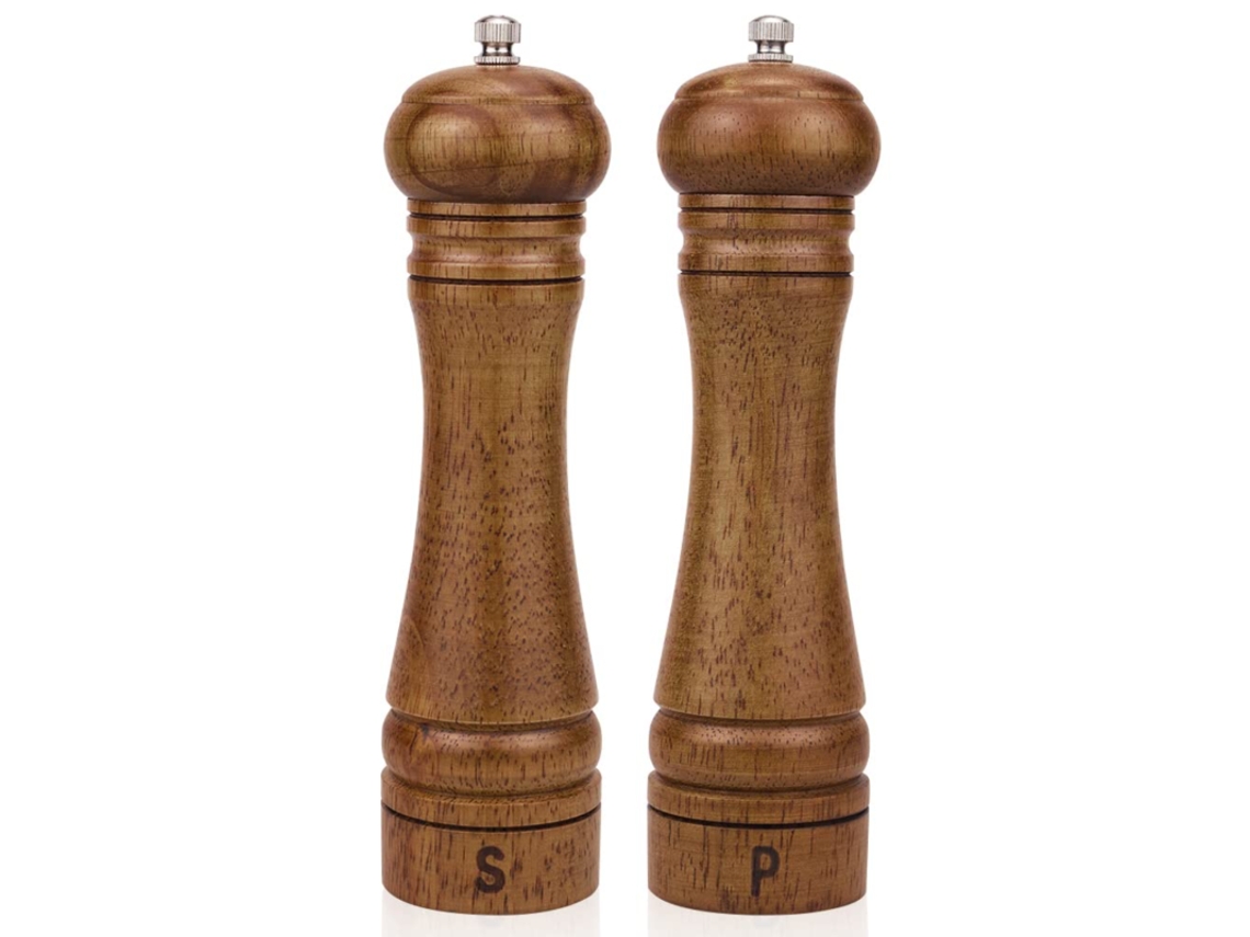 Conjunto de Moedores Sal e Pimenta Madeira 20 Cm , Cozinha: 2 Peças AQUAFORGE (8 Polegadas)