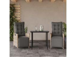 Vidaxl 3 Pcs Conjunto De Jantar P/ Jardim C/ Almofadões Cinzento Claro