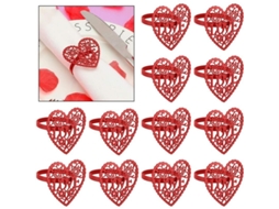 12 Anéis Para Guardanapos De Coração Com Corte De Letras Love E Flores Para Festa De São Valentim, Natal, Casamentos E Aniversários