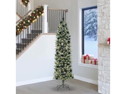 Vidaxl Árvore Slim De Natal Artificial Verde E Branco 240 Cm