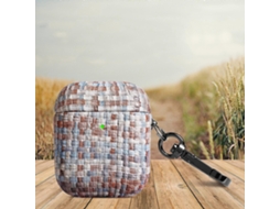 Capa Protetora De Fone De Ouvido À Prova De Choque Com Textura De Trama De Pu Para Airpods 1/2 Com Gancho Ushion