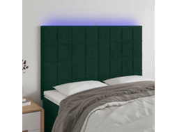 Vidaxl Cabeceira de Cama C/ Led Veludo 144x5x118/128 Cm Verde escuro