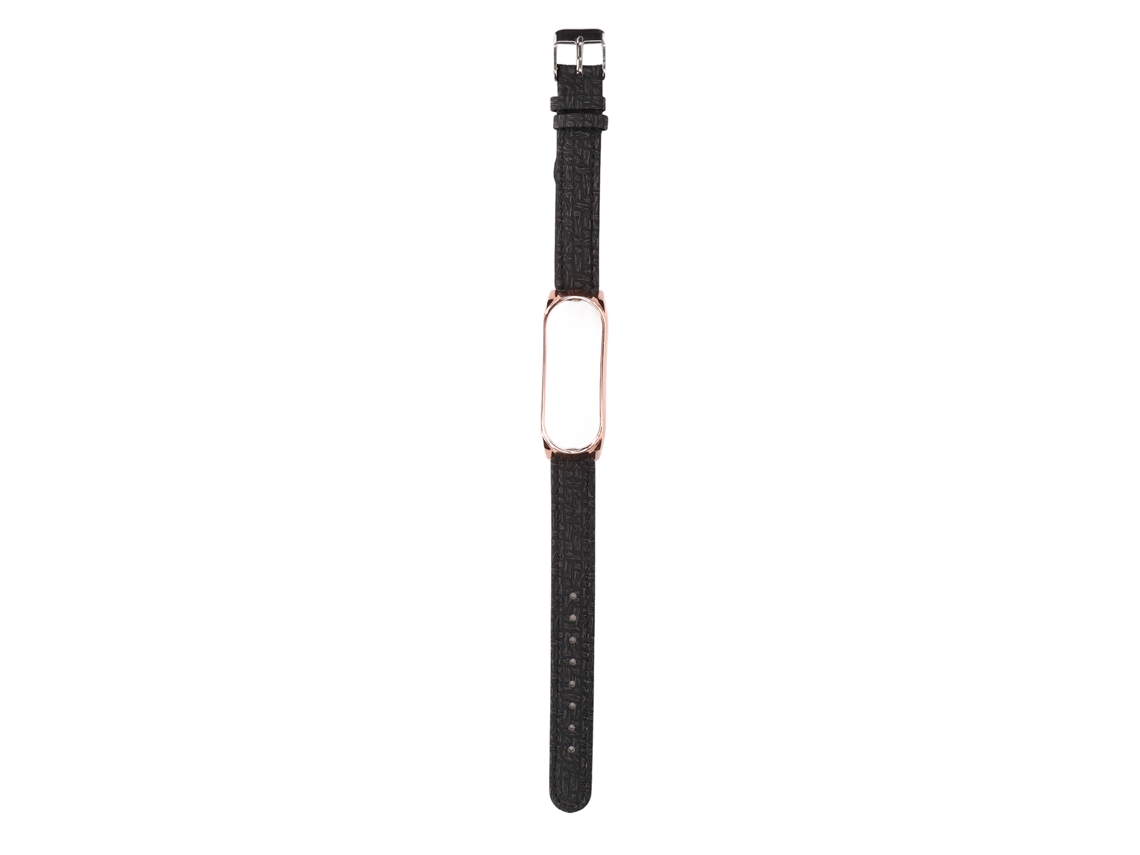 Pulseira de Couro com Estojo de Metal para Mi Band 6 5 NFC