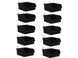 Conjunto de 10 Caixas Organizadoras para Peças, Ganchos, Painéis Perfurados, Prateleiras e Acessórios, Brancas. SFUSHOS