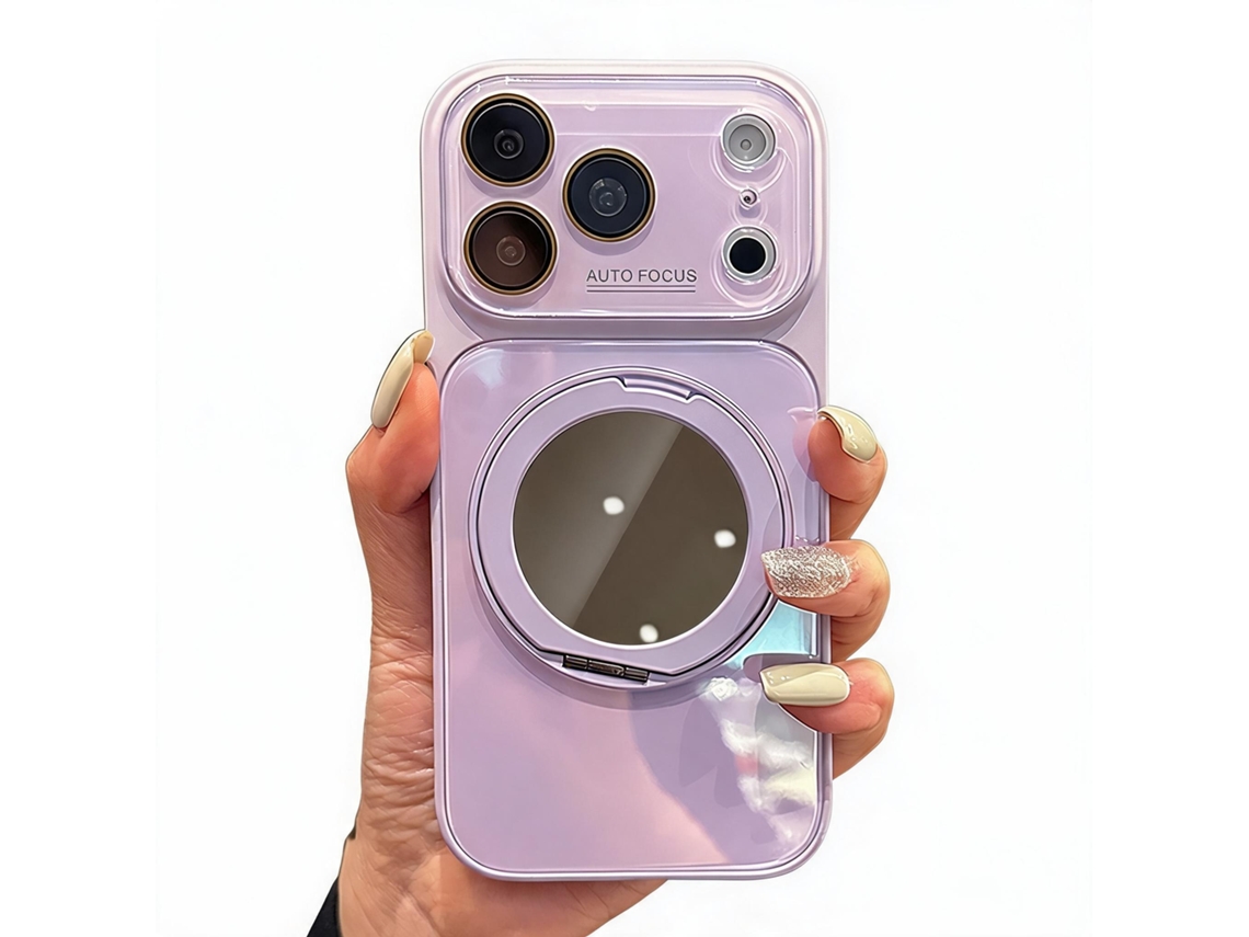 Capa Protetora Hibbent Para Iphone 18 Pro Com Espelho E Rede Anti-poeira (roxo)