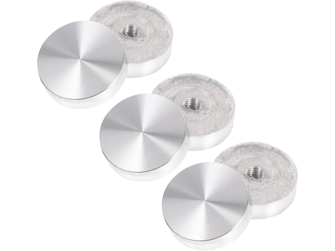 Nuobesty Conjunto De 6-discos Circulares Alumínio Maciço Com Rosca M6 20mm Para Tampos Vidro, Adaptador Para Mesas De