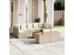 Vidaxl 10 Pcs Conjunto De Sofás P/ Jardim Com Almofadões Vime Pe Bege