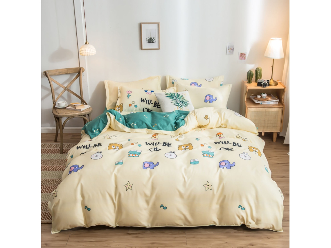 Fronha de Edredom Macia Escovada Poliéster Respirável com Zíper Estampa Animal 180x220cm | S/MARCA