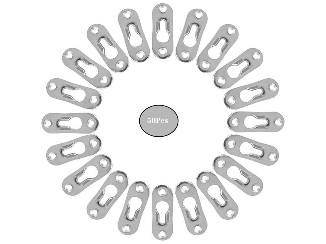 50 Piezas Gancho de Ojo de Llave de Metal Invisible para Armarios Marcos Y Espejos 43x16mm