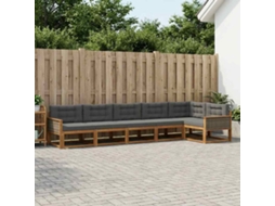 Vidaxl Conjunto De Sofás Para Exterior 6 Unid. Natural E Antracite