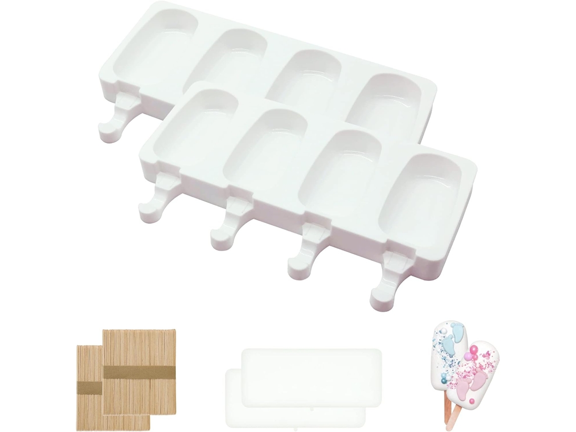 Molde De Silicone Para Bolo Com 2 Tampas, 2 Peças, Grande Garrafa De Vinho, 100 Palitos De Madeira, Sobremesa Caseira, Sorvete, Branco SUNNY SPACES