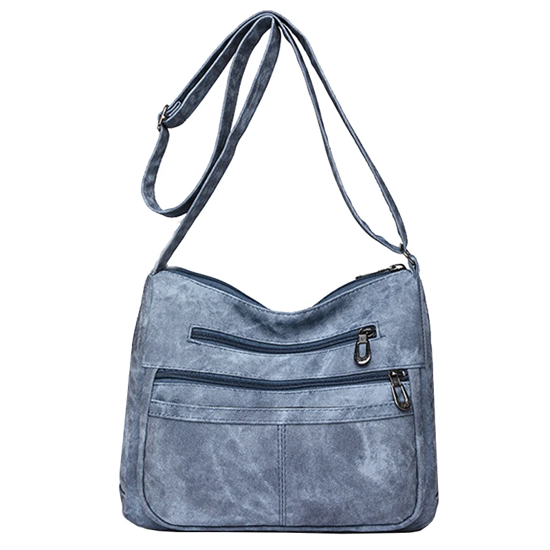 (bj712 Azul) Bolsa Transversal Retrô Multicolorida Com Textura, Versátil E Casual, Com Vários Compartimentos.