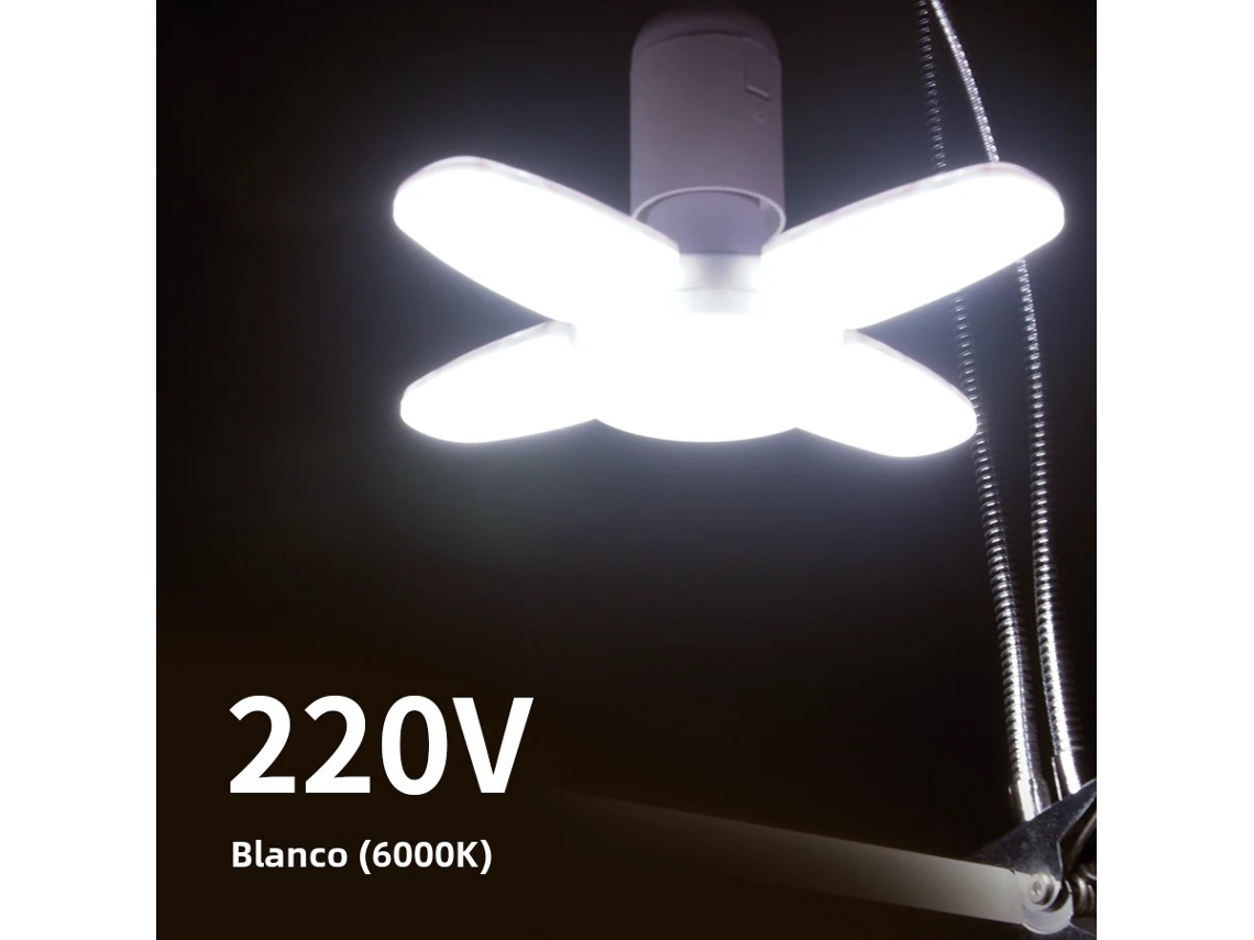 Lâmpada Led Dobrável E27 De 28w Em Formato De Folha (220v Branco Frio)