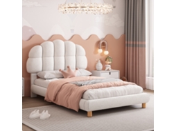 Cama Infantil 90x200 Cm, Solteiro, Madeira, Ripas, Tecido Não Tecido, Branca VSOGA