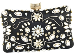 Bolsa De Mão Feminina Para Noite, Em Pérolas Sintéticas Incrustadas Com Cristais, Modelo Clutch/bolsa Tipo Carteira...
