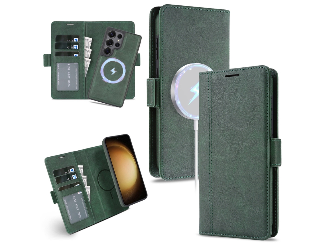 Capa Para Samsung Galaxy S26 Magnética Em Couro Pu Compatível Com Magsafe Verde Czhhmart