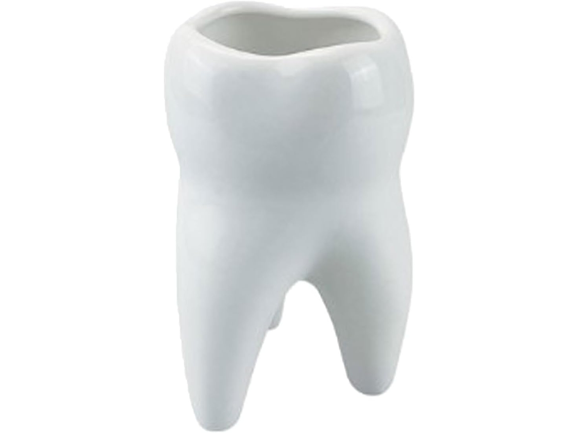 Porta Canetas De Cerâmica Em Formato Dente, Acessório Divertido Computador, Ideal Crianças E Adultos Também