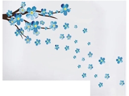 Adesivos De Parede Com Flores Azuis, Decoração Para Sala De Estar, Sofá E Quarto. Adesivos De Flores Para Papel De Parede.