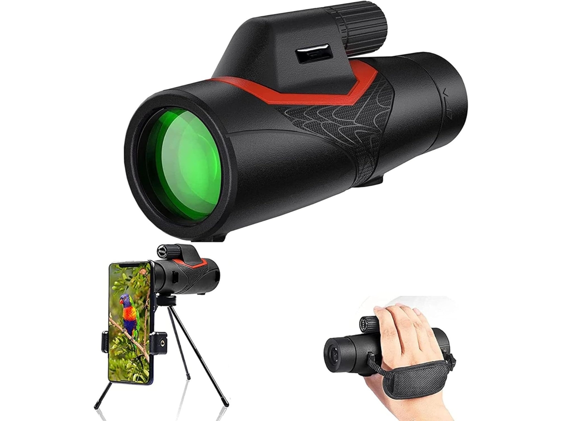 Telescópio Monocular 12x50 para Celular, Binóculos Monoculares, Telescópio À Prova D'água JIAPEI (preto)