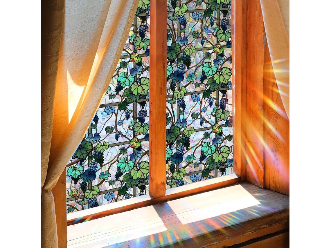 Película Decorativa Para Janelas, Com Estampa De Trepadeiras E Flores, Para Maior Privacidade. Dupla Face Estática, 45x200cm