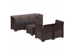 Vidaxl Sofá De Jardim De 5 Pessoas Com Almofadas Visual De Rattan Pp