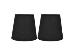 2pcs Abajur de Tecido Estilo Europeu para Lâmpada de Mesa Chandelier E14 Decoração Casa Preto S/MARCA