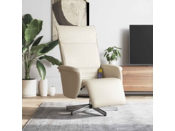 Vidaxl Cadeira Massagens Reclinável C/apoio Pés Couro Artificial Creme