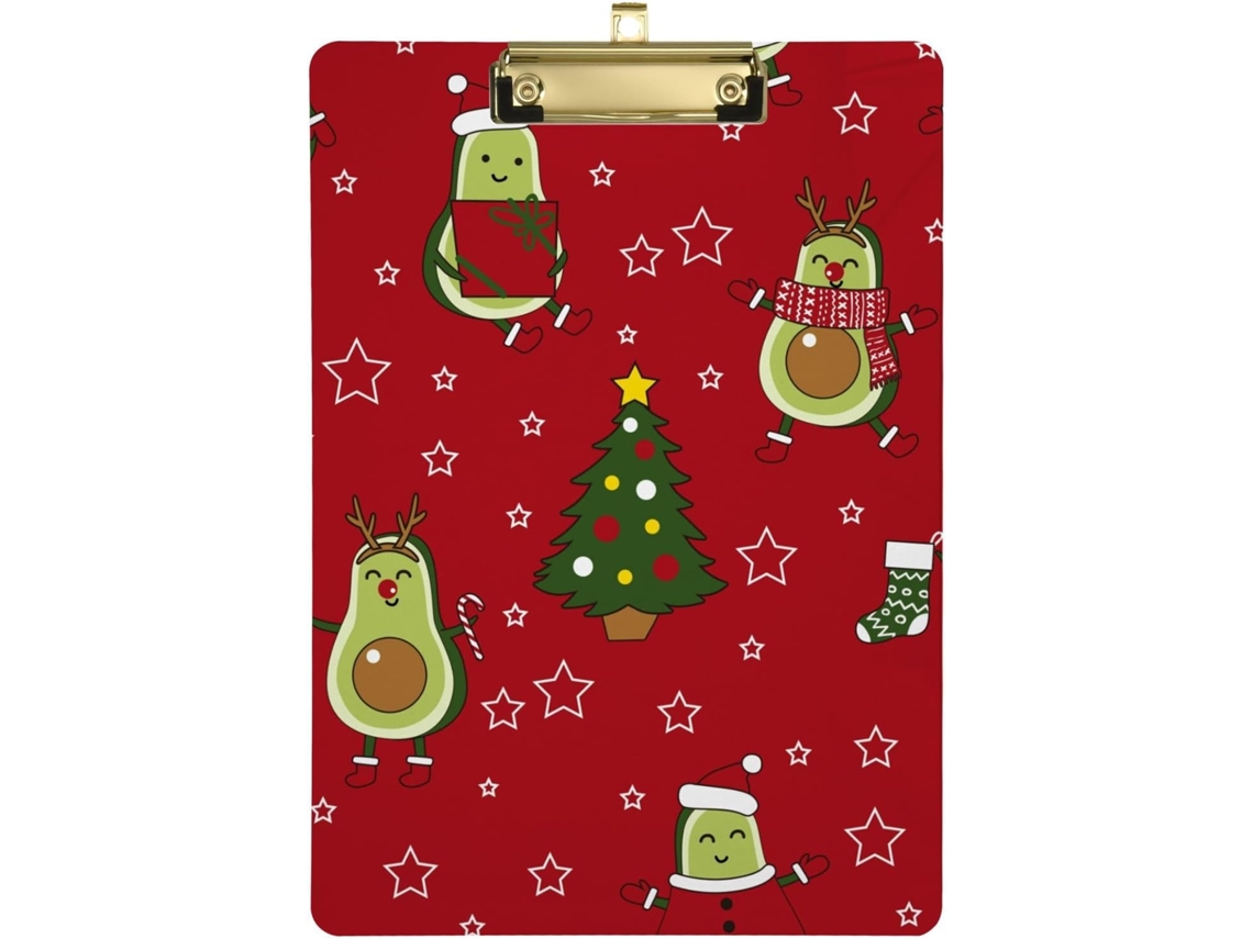 Prancheta Personalizada Vermelha com Estampa de Abacate e Furo Padrão para Estudantes Enfermagem. 31,8 X 22,9