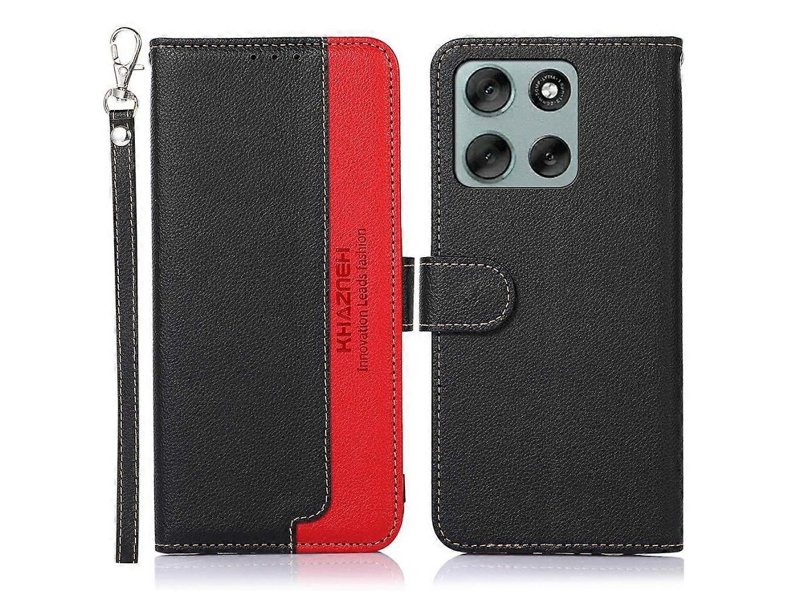 Capa De Celular Motorola Moto G86 5g Khazneh Em Couro Com Textura De Lichia E Proteção Rfid.