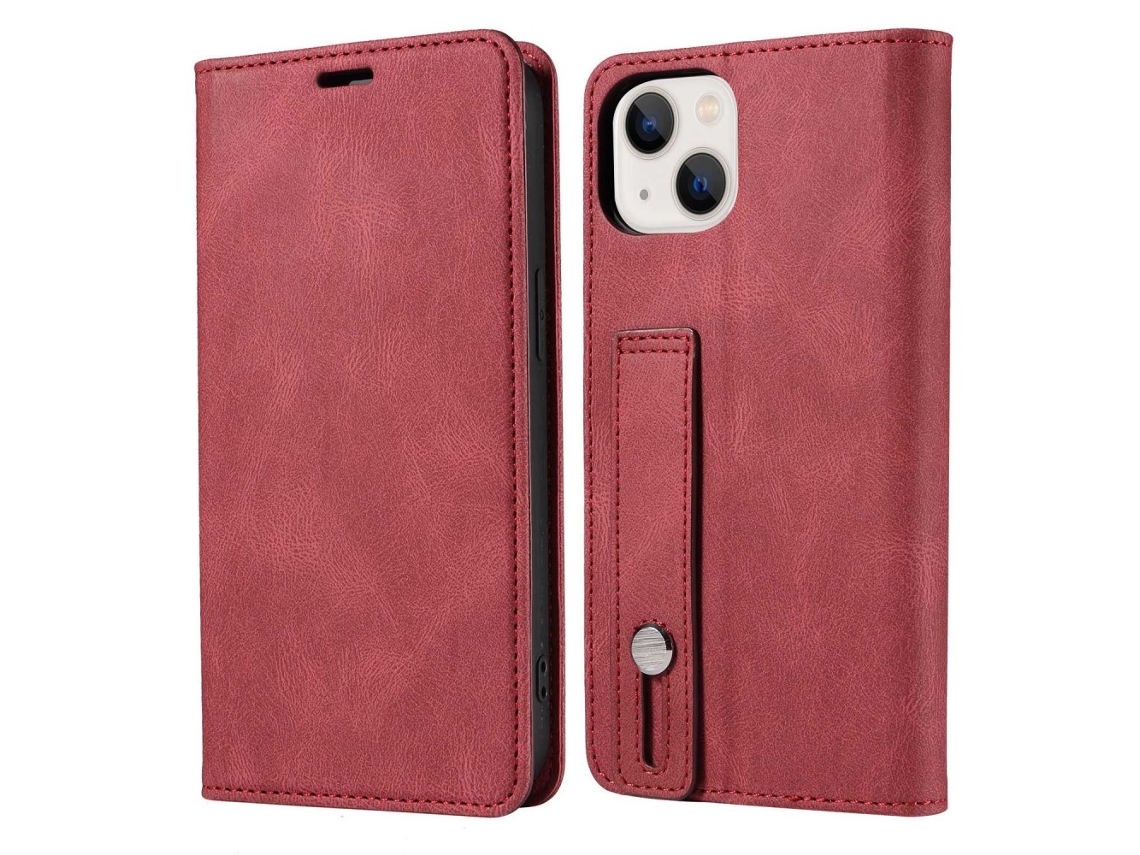 Capa Para Iphone 14 Pro Pele Sintética Magnética Vermelho