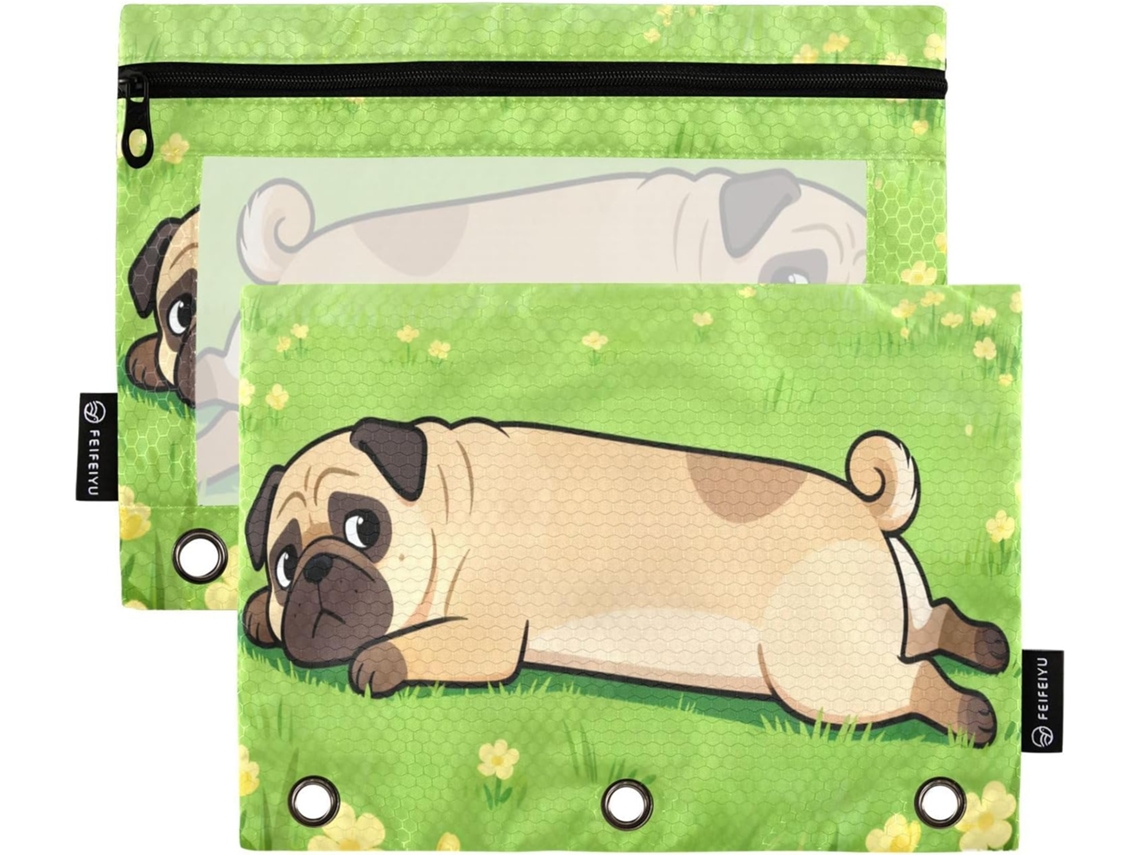 Kit Organizador Com Estampa De Cachorro Pomeranian Em Desenho Animado, Estojos Transparentes Com Zíper Reforçado