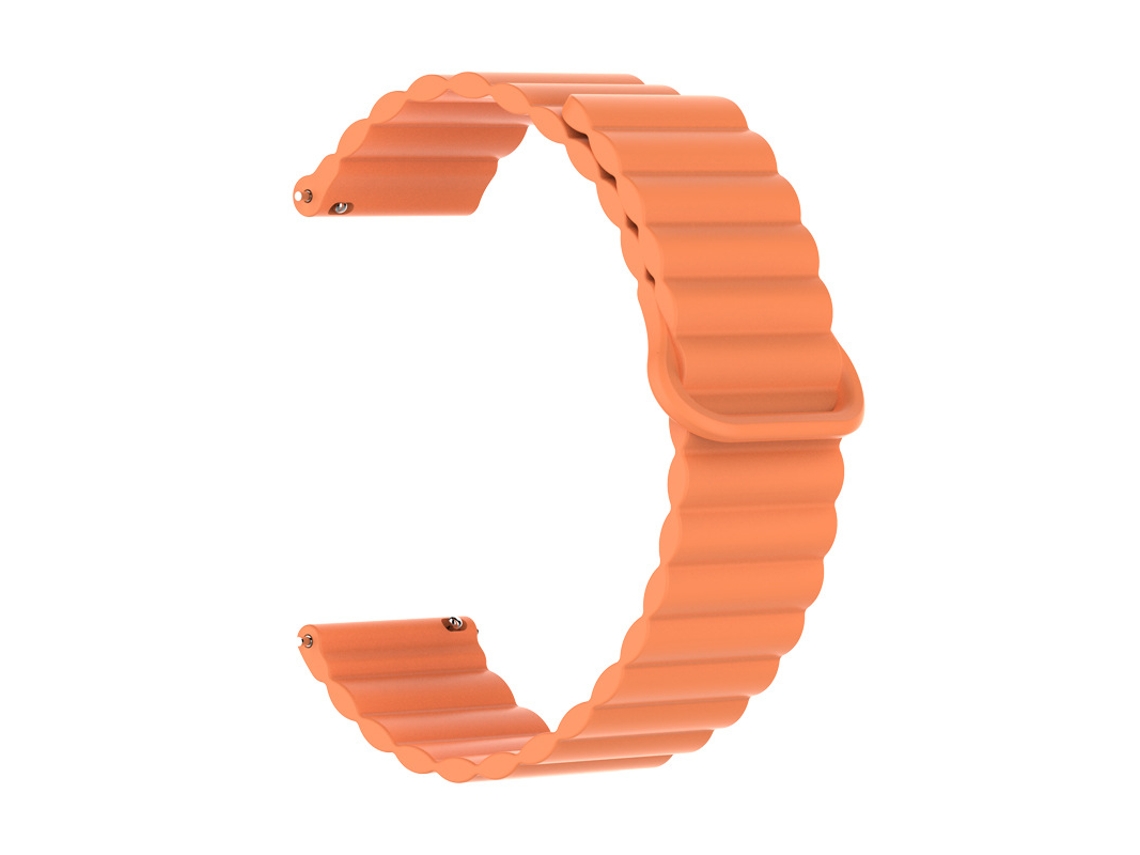 Pulseira de silicone bicolor com data magnética para Huawei Watch GT6 GT5 E e Samsung Smartwatch, laranja, 22 mm