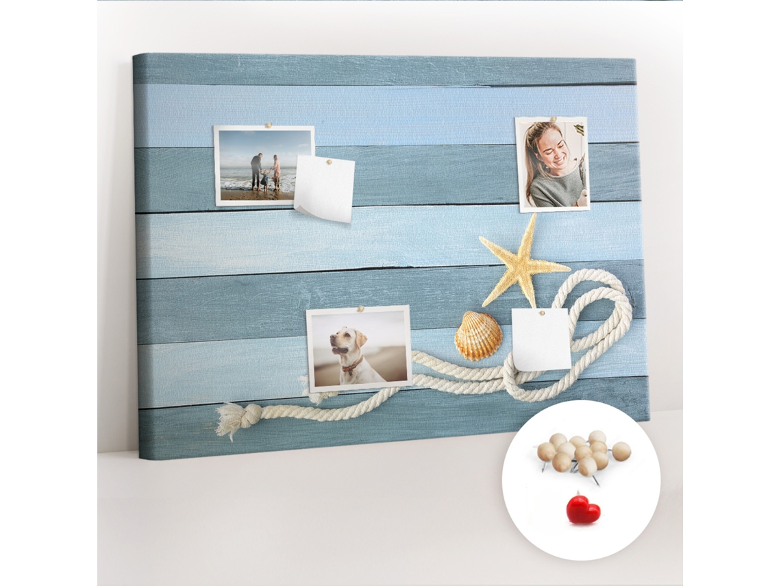 Painel De Cortiça Para Parede Tábuas, Listras E Concha Para A Sala De Estar Espelharte (100x70 Cm)