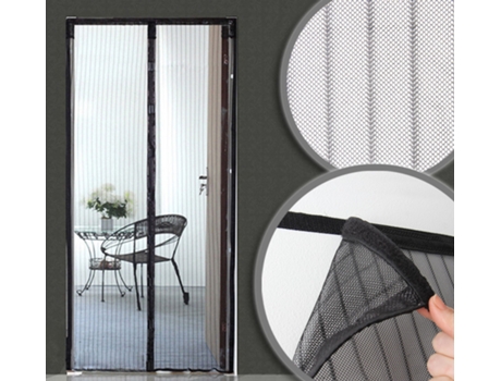 Cortina mosquiteira magnética para portas - L 130 x A 215 cm - Preto