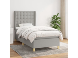 Vidaxl Cama Com Molas/colchão 100x200 Cm Tecido Cinzento-claro