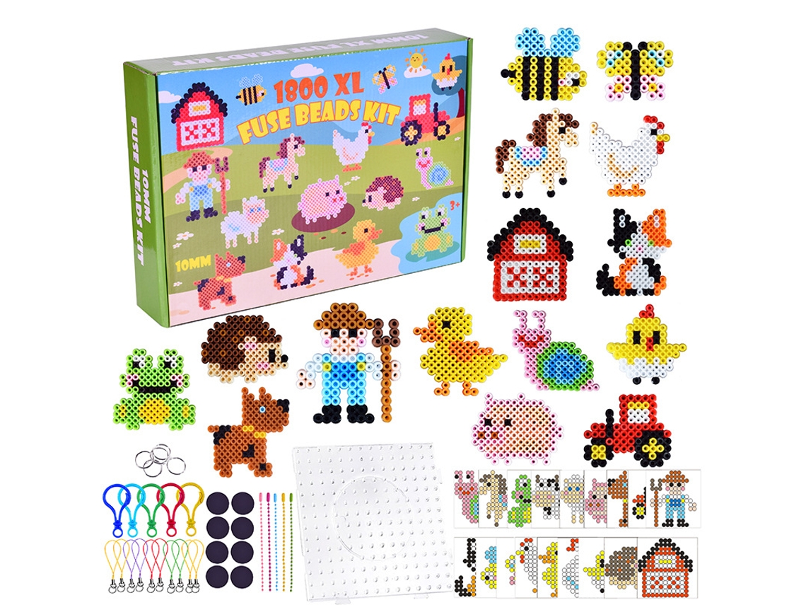 Contas de Fusão Kit CZHHMART com 1800+ Contas Coloridas de 10 Mm, para Artesanato Diy para Crianças (tema da Fazenda)