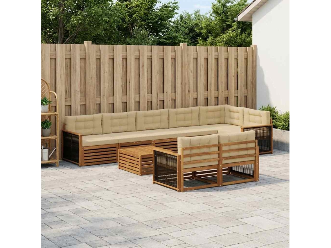 Vidaxl Conjunto De Sofás Para Exterior Com Almofada 9 Pcs