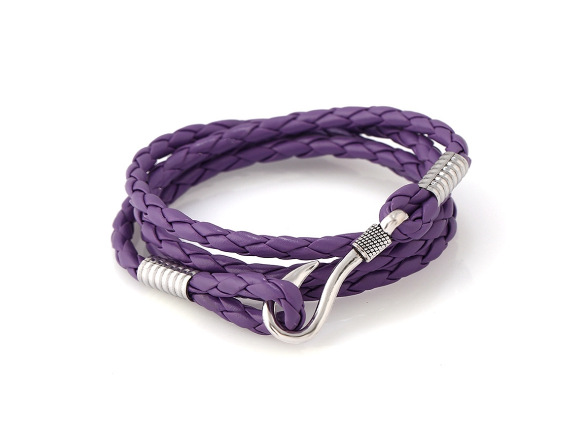 Pulseira Unissex Alça Mão Tricot Pu Roxo