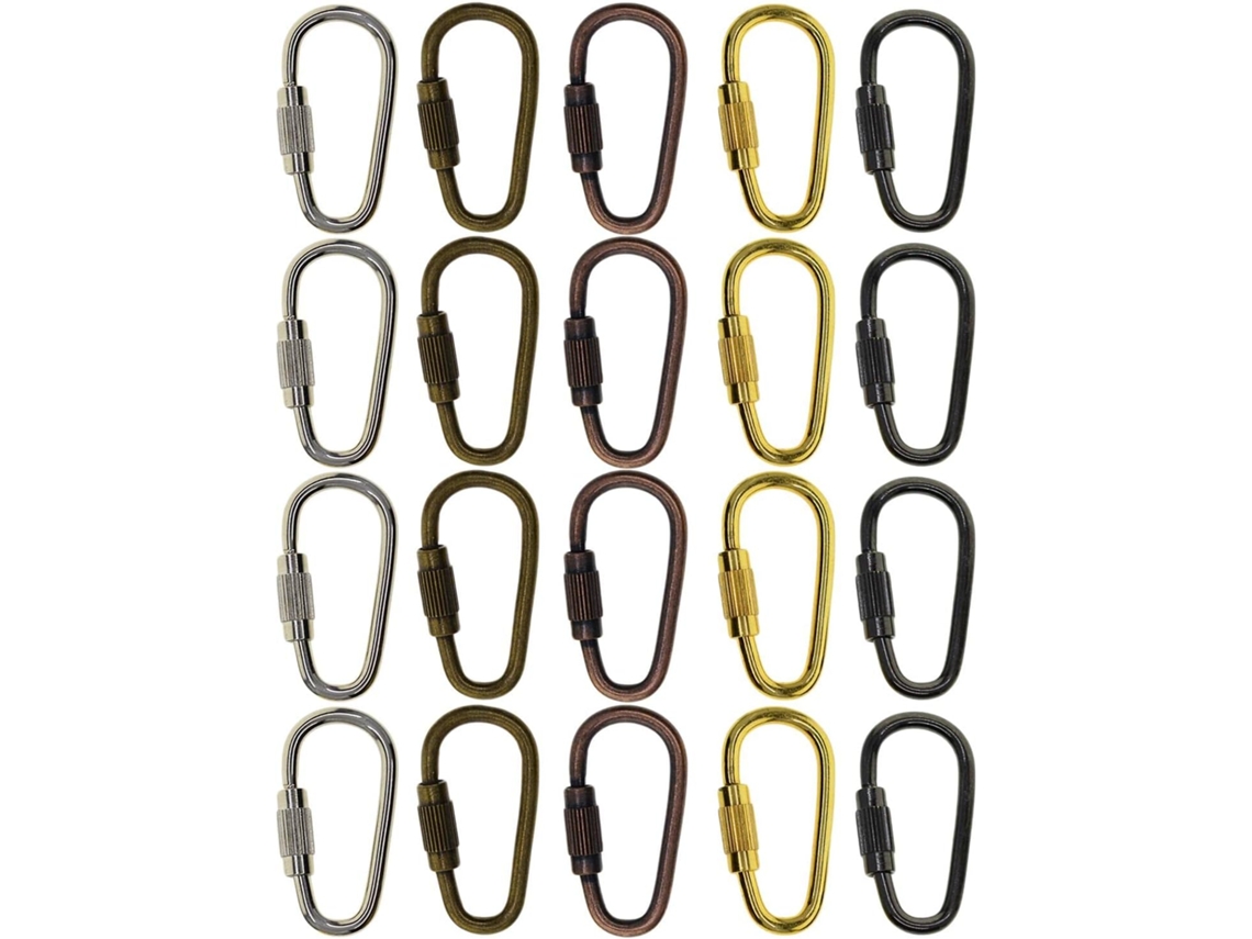 20 Mini Mosquetões De Aço Com Fecho Rosca, Ideais Para Chaveiros Diy