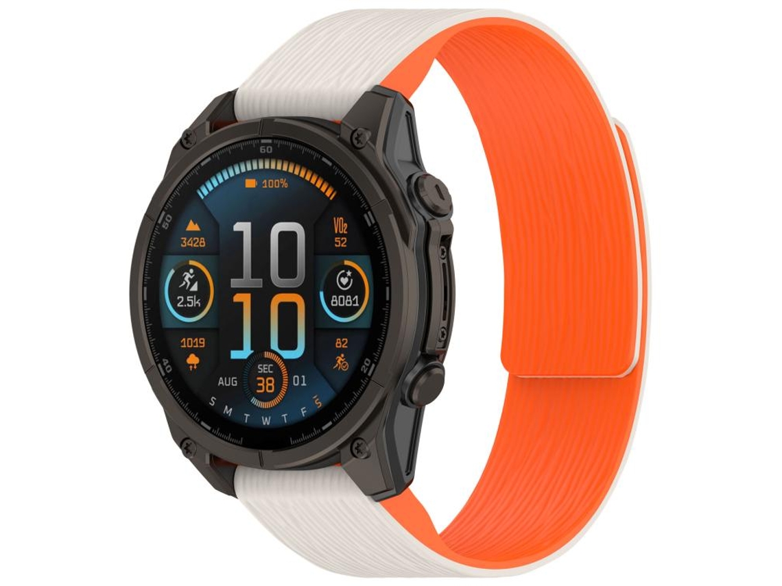 Bracelete para Garmin Silicone Magnético Listras Verticais com Liberação Rápida Laranja Starlight XIAOMOYU (20mm)